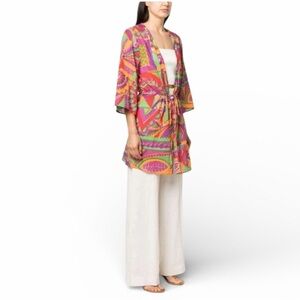 ba&sh Dean Graphic-Print Kimono Blouse Coverup Size 1 / US Small